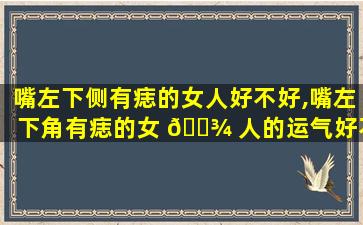 嘴左下侧有痣的女人好不好,嘴左下角有痣的女 🌾 人的运气好不好